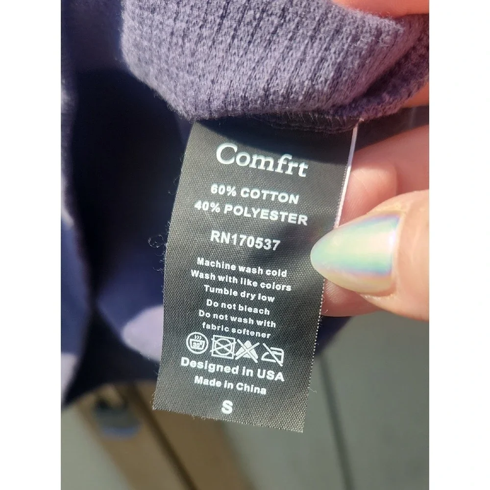 Comfrt Waffle Lounge Long Sleeve Small Oversized Soft Thermal Relax Blue Comfy - Picture 4 of 4